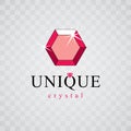 Vector luxury faceted decorative element. Glossy diamond sign em