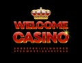 Vector luxury flyer Welcome Casino. Elite Alphabet Letters and Numbers set