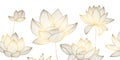 Vector luxury golden pattern, lotus illustration, hand drawn florals for packaging, social media post, cover, banner