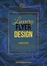 Vector luxury modern flyer template with marble texture in gold and dark blue color Royalty Free Stock Photo