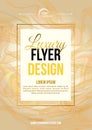 Vector luxury modern flyer template with marble texture in gold and white color