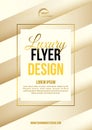 Vector luxury modern flyer template with rectangle in gold and white color