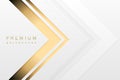 Vector luxury tech background. White paper material layer with gold stripe. Arrow golden shape wallpaper