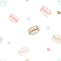 Vector Macaron Love in Pastel Colors seamless pattern background. Perfect for fabric, scrapbooking and wallpaper