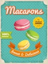 Vector macaroons poster in vintage style with typography elements