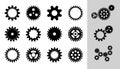 Vector Machine Cogwheel Collection. Set Of Gear Wheels And Cogs, Flat Icons In Black And White, Different Configuration. Royalty Free Stock Photo