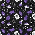 Vector mad pattern on the theme of magic, mysticism, witchcraft, halloween, esoteric.