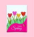 Vector magazine covers and natural scenery. And a variety of colorful bouquet of tulips