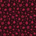 Vector Magenta autumn and spring leaves repeat pattern background design