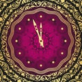 Vector magenta background with clock face