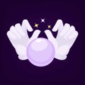 Vector magic crystal ball and illusionist hands