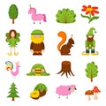 Vector magic forest cartoon icons