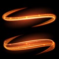 Vector magic glowing light swirl trail. Glitter fire spark wave.