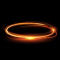 Vector magic gold circle. Glowing fire ring. Glitter sparkle swirl. Royalty Free Stock Photo