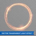 Vector magic gold circle. Glowing fire ring. Glitter sparkle swirl. Royalty Free Stock Photo