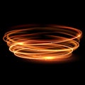 Vector magic gold circle. Glowing fire ring. Glitter sparkle swirl.