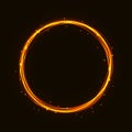 Vector magic hot gold circle. Glowing fire ring trace. Glitter s Royalty Free Stock Photo