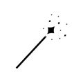 Vector Magic Wand Icon, Black Pictogram Isolated, Magical Shining.