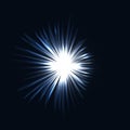 Vector magic white rays glow light effect .Christmas design element. Star burst Royalty Free Stock Photo