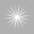 Vector magic white rays glow light effect isolated on transparent background. Christmas design element. Star burst with sparkles Royalty Free Stock Photo