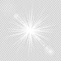 Vector magic white rays glow light effect isolated on transparent background. Christmas design element. Star burst with sparkles Royalty Free Stock Photo