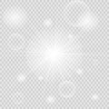 Vector magic white rays glow light effect isolated on transparent background. Christmas design element. Star burst with sparkles Royalty Free Stock Photo