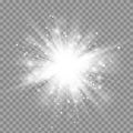 Vector magic white rays glow light effect isolated on transparent background