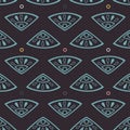 Vector Magical Forest Fairy Eye seamless pattern background Royalty Free Stock Photo