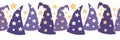 Vector Magical Starry Wizard Hats Seamless Border