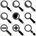 Vector Magnifier Glass Search Find Lupe Zoom Icons Royalty Free Stock Photo