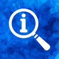 Vector magnifying glass with flat info icon on a blue Triangular Royalty Free Stock Photo