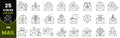 Vector mail icon set. Line art email icon set illustration for business communication, contact, send message, address and Royalty Free Stock Photo