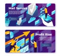 Vector mail service and profit rise banners set