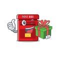 Vector mailbox with a the holding gift mascot