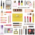 Vector Makeup Cosmetics with Yellow Cosmetic Bag