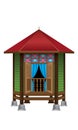 A beautiful traditional wooden Malay style village house. Royalty Free Stock Photo