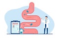 Vector of a male doctor examining gastrointestinal tract and giving a report of healthy good flora