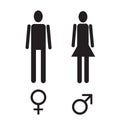Vector male and female figure and sex sign simple black icon set Royalty Free Stock Photo