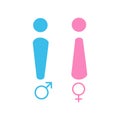 Vector male and female icon set. Gentleman and lady toilet sign. Man and woman user avatar. Flat design style. Royalty Free Stock Photo
