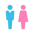 Vector male and female icon set. Gentleman and lady toilet sign. Man and woman user avatar. Flat design style. Royalty Free Stock Photo