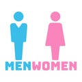 Vector male and female icon set. Gentleman and lady toilet sign. Man and woman user avatar. Flat design style Royalty Free Stock Photo