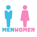 Vector male and female icon set. Gentleman and lady toilet sign. Royalty Free Stock Photo