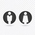 Vector male and female icon set. Gentleman and lady toilet sign. Royalty Free Stock Photo