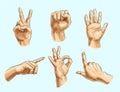 Vector male hand gesture icon set Royalty Free Stock Photo