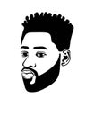 Vector male head silhouette.Black African American man with curly Mohawk hair.