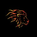 Vector of male lion head design on a black background., Wild Animals. Easy editable layered vector illustration. Animals Royalty Free Stock Photo