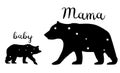 Vector Mama Bear and Baby Bear. Royalty Free Stock Photo