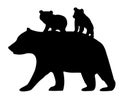 Vector Mama Bear with Bear Cubs. Royalty Free Stock Photo