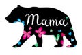 Vector Mama Bear. Floral Bear.