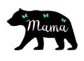 Vector Mama Bear. Bear with Butterflies.